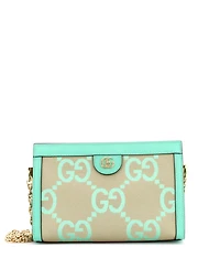 Pre-Owned Gucci Small Ophidia Chain Shoulder Bag Jumbo Gg Canvas with Leather