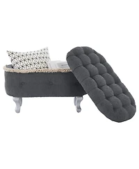 Rainsken Ottoman with Storage Upholstered Foot Stools, Window Bench with Fringe, Bed End Bench for Bedroom