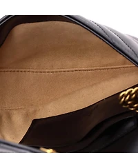 Pre-Owned Gucci Mini Gg Marmont Half Moon Flap Crossbody Bag Matelasse Leather