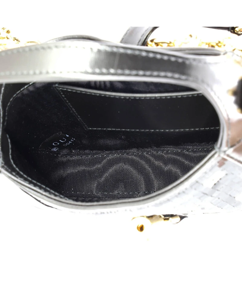Pre-Owned Gucci Mini Jackie 1961 Chain Hobo Sequin Embellished Satin with Leather