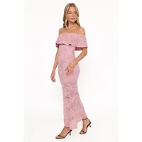 Petal and Pup Women's Mirelle Off Shoulder Lace Maxi Dress