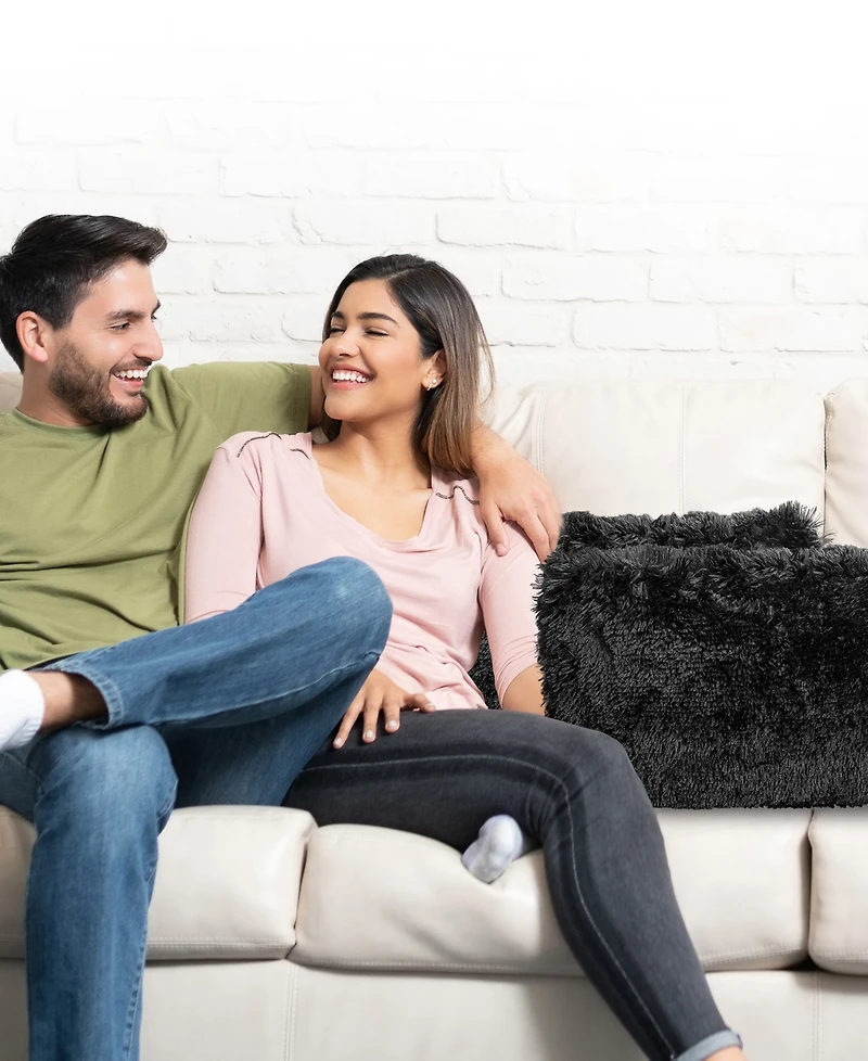 Cheer Collection Textured Fluffy Decorative Pillow