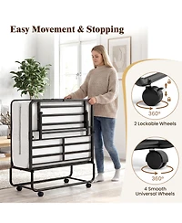 Sugift Folding Bed with 5-Inch Mattress Rollaway Guest Bed with Memory Foam Mattress