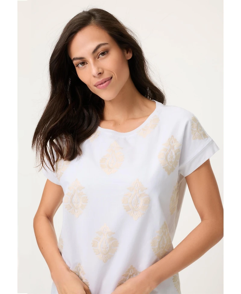 Olsen Women's Ornamental Embroidered T-Shirt