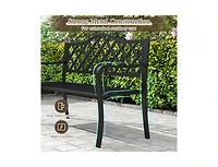 50.5 Inch Patio Bench with Curved Armrests for 2-3 People-Black