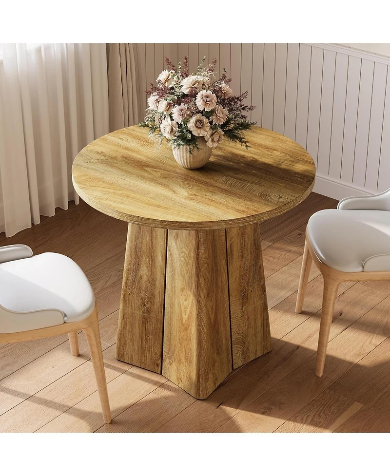 Tribesigns 31.50" Round Dining Table for 2 People, Farmhouse Dining Room Table for Living Room, Circle Kitchen Table
