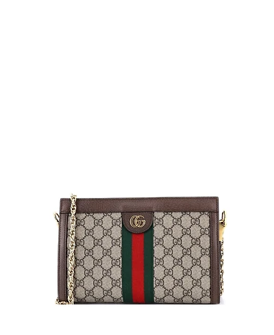 Pre-Owned Gucci Small Ophidia Chain Shoulder Bag Gg Coated Canvas