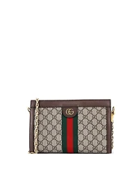 Pre-Owned Gucci Small Ophidia Chain Shoulder Bag Gg Coated Canvas