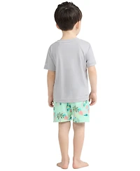 Hurley Boys' Toddler 2T-5T Parrot-Dise Swim T-Shirt and Shorts, 2-Piece Set