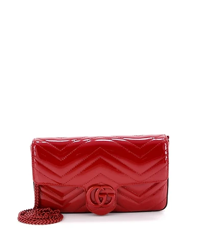 Pre-Owned Gucci Mini Gg Marmont Flap Bag Matelasse Patent