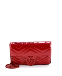 Pre-Owned Gucci Mini Gg Marmont Flap Bag Matelasse Patent