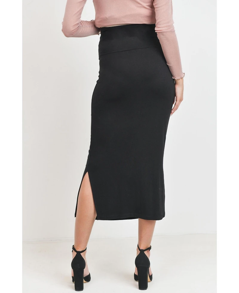 Hello Miz Maternity High-Rise Pencil Midi Skirt with Side Slits