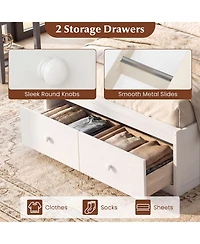 Gymax Twin Bed Frame w/Storage Drawers Headboard Wooden SlatandEnclosed Base