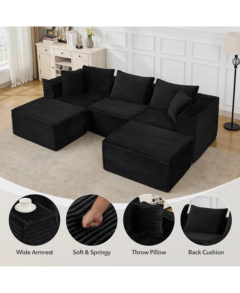 gaomon 107" Cloud Sectional Sofa, U-Shaped Modular Couch with Chaise, Memory Foam