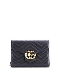 Pre-Owned Gucci Mini Gg Marmont Chain Wallet Matelasse Leather