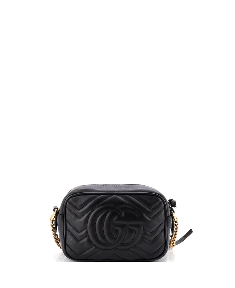 Pre-Owned Gucci Mini Gg Marmont Shoulder Bag Matelasse Leather