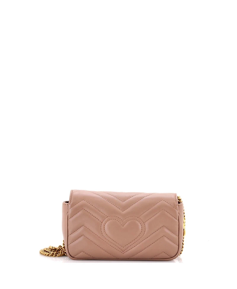 Pre-Owned Gucci Super Mini Gg Marmont Flap Bag Matelasse Leather