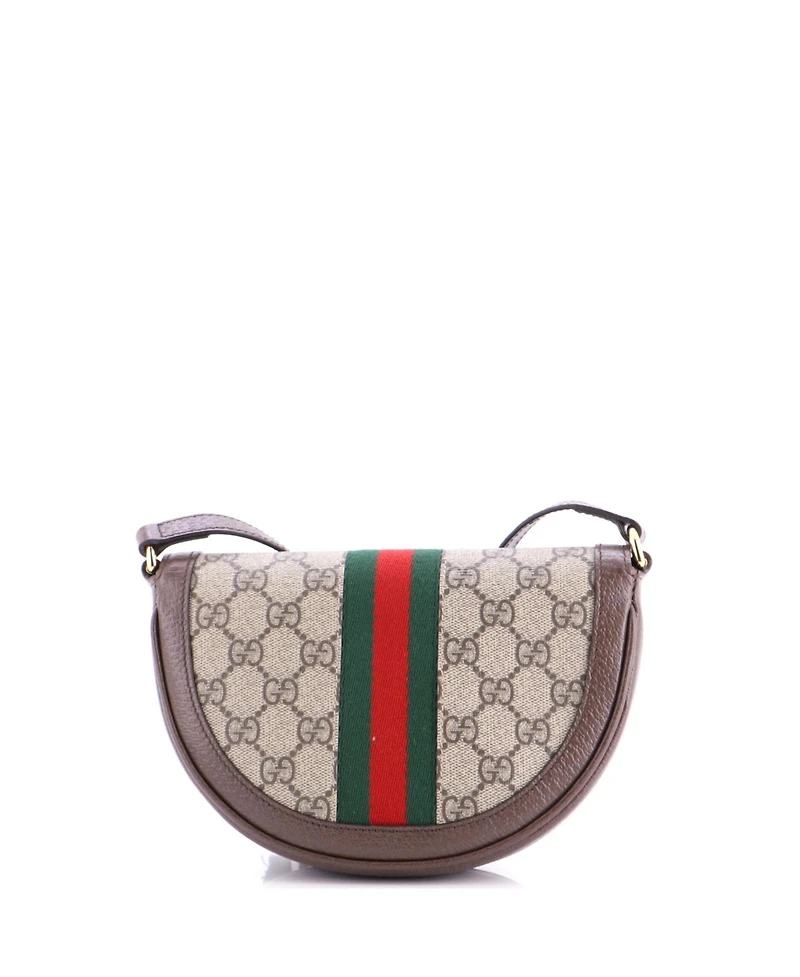 Pre-Owned Gucci Mini Ophidia Curved Flap Shoulder Bag Gg Coated Canvas