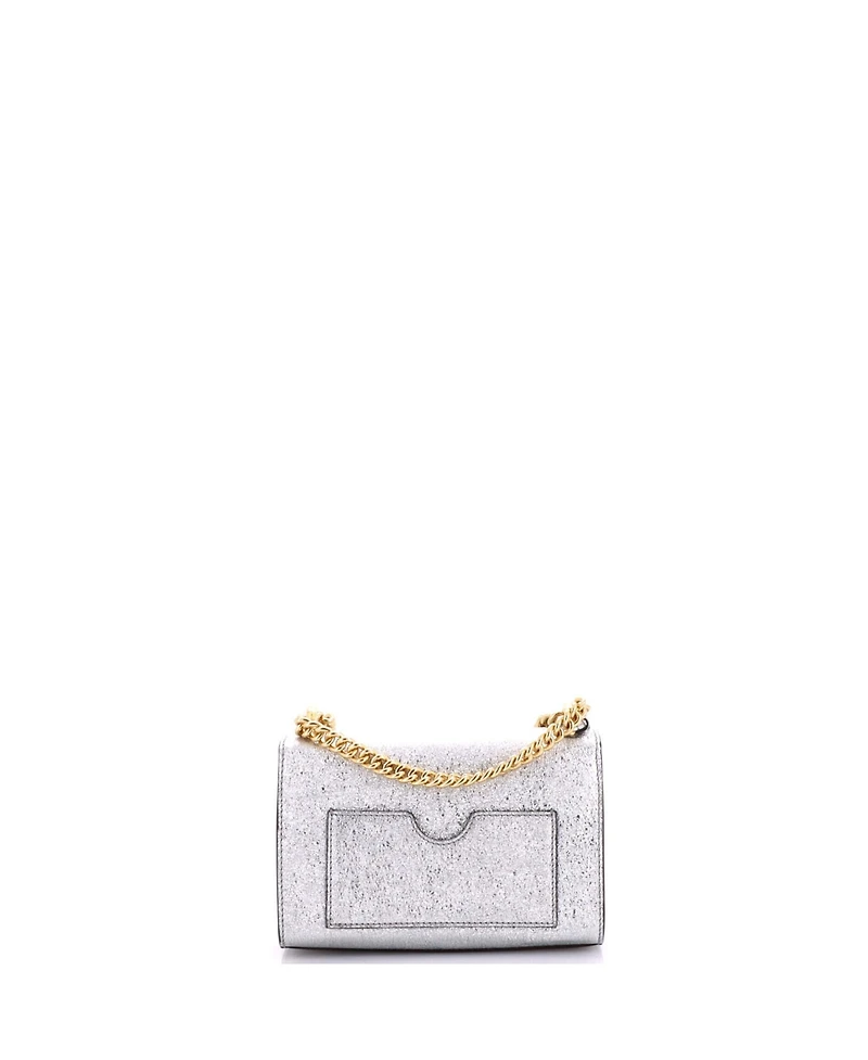 Pre-Owned Gucci Small Padlock Shoulder Bag Textured Metallic Leather