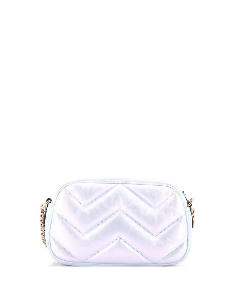 Pre-Owned Gucci Small Gg Marmont Shoulder Bag Chevron Iridescent Leather