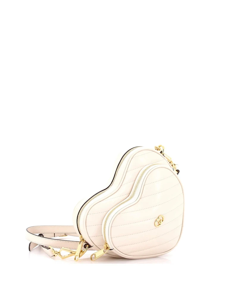 Pre-Owned Gucci Mini Interlocking G Heart Shoulder Bag Diagonal Quilted Leather