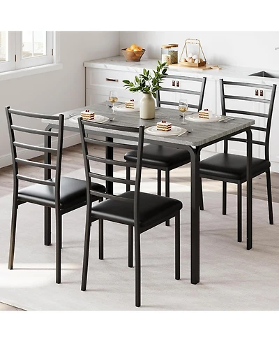 gaomon 5-Piece Kitchen Dining Room Table Chair Set for Small Space, Indoor Modern Dinette Set for 4, Square Dinner Table Set