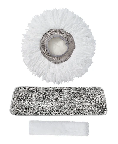 True & Tidy 1 Piece Round Mop Pad and 1 Piece Flat Mop Pad Replacement Set for Spray-360 Clean Everywhere Spray Mop Kit
