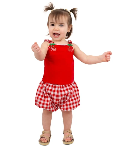 Rare Editions Baby Girls' Jersey Knit Top and Bubble Shorts, 2-Piece Set