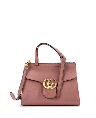 Pre-Owned Gucci Mini Gg Marmont Top Handle Bag Leather