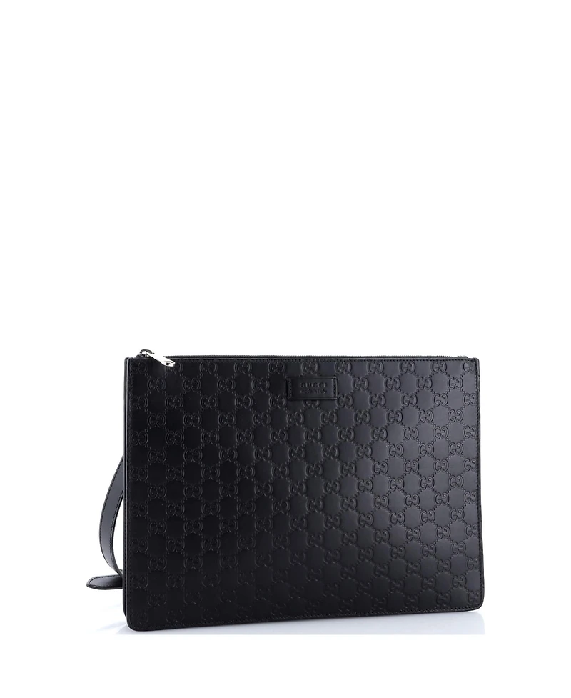 Pre-Owned Gucci Large Zip Messenger Bag Guccissima Leather