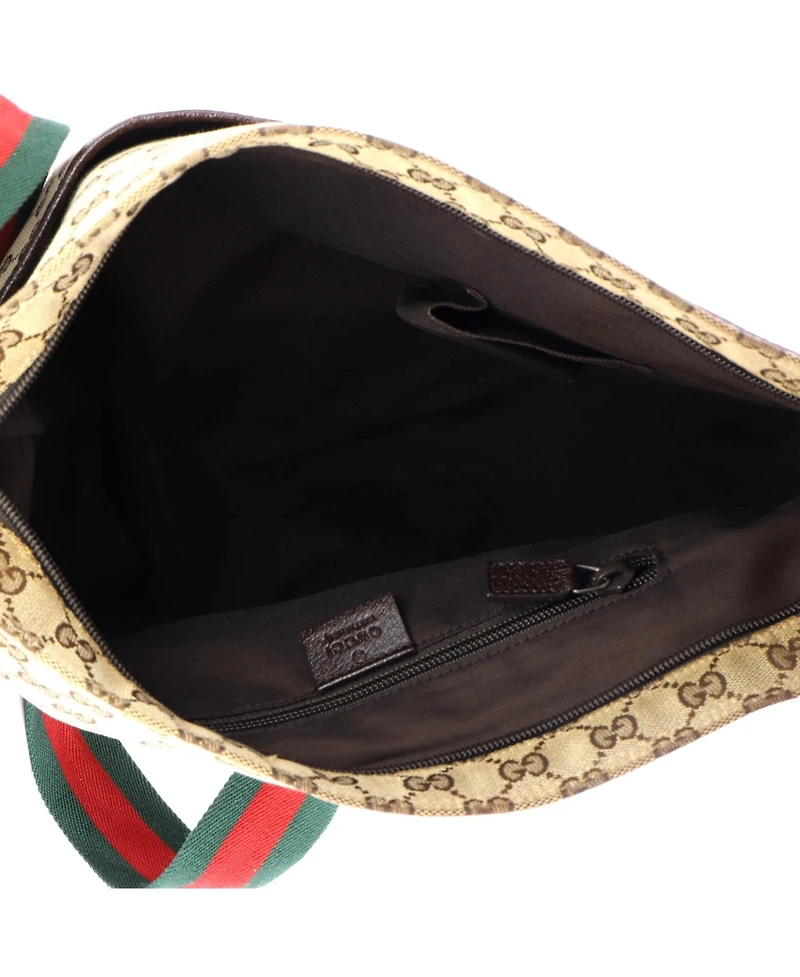 Pre-Owned Gucci Medium Front Pocket Web Messenger Gg Canvas
