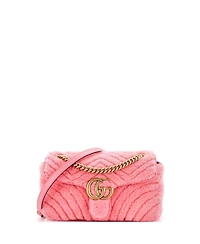 Pre-Owned Gucci Small Gg Marmont Flap Bag Matelasse Shearling