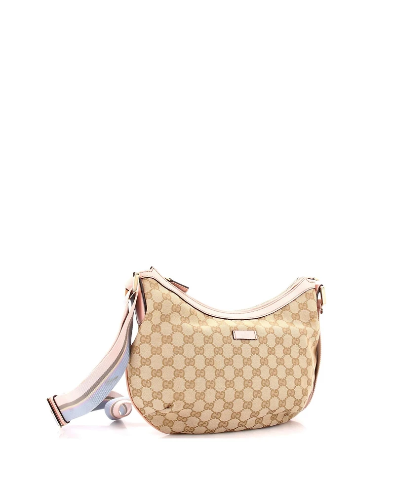 Pre-Owned Gucci Medium Saddle Zip Messenger Bag Gg Canvas with Leather