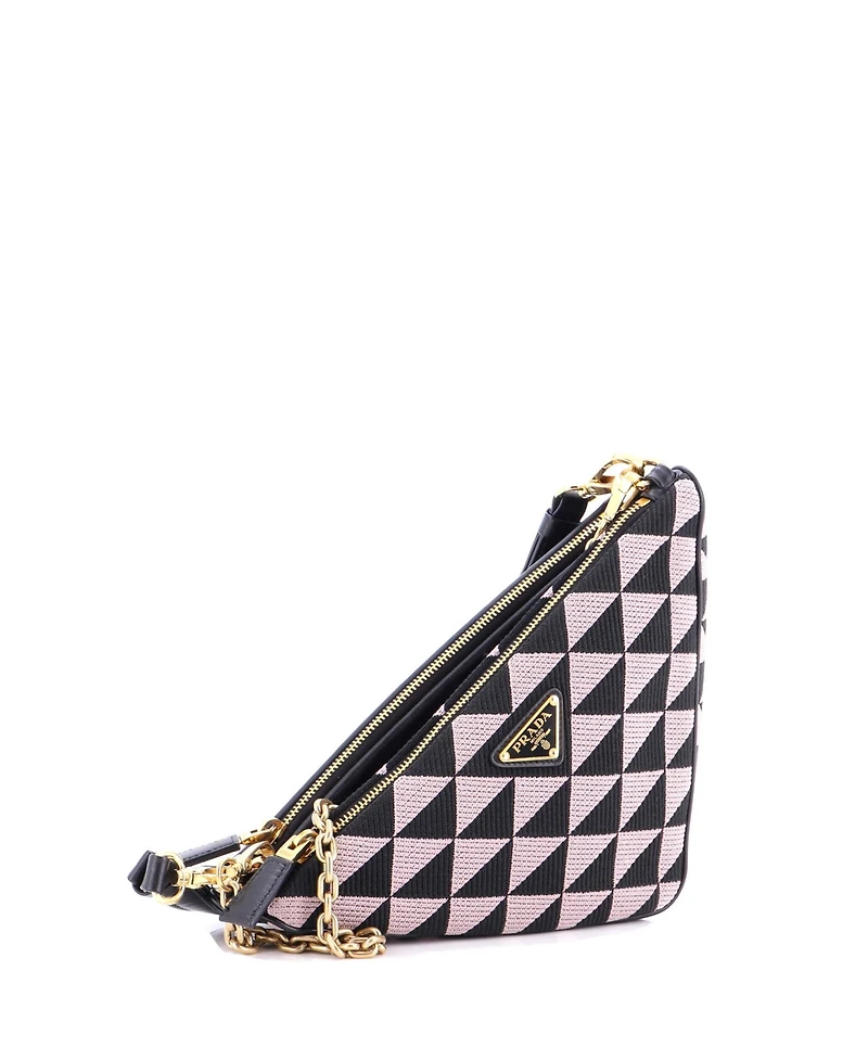 Pre-Owned Prada Mini Double Symbole Triangle Bag Leather and Jacquard