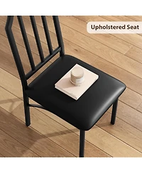 gaomon Dining Table Set for 2 With Chamfer Design,3-Piece Kitchen Table and Chairs with Cushioned Pu Seats