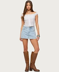 Edikted Women's Laura Off Shoulder Dotted Cotton Top