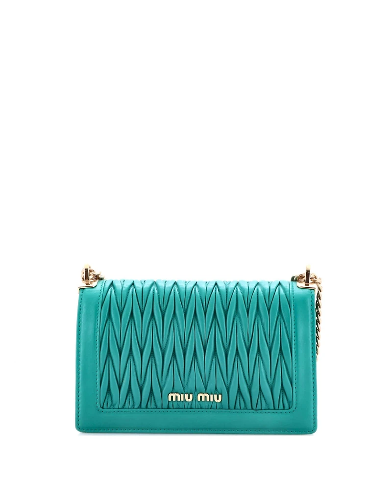 Pre-Owned Miu Miu Medium Flap Lock Shoulder Bag Matelasse Leather