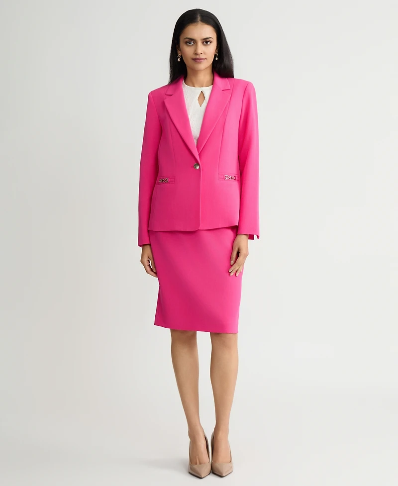 Kasper Women's One-Button Chain-Trim Blazer, Regular & Petite