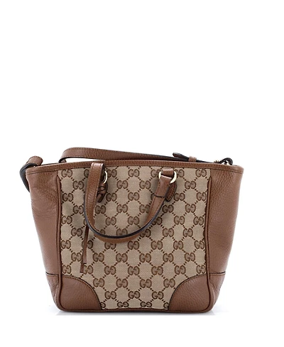 Pre-Owned Gucci Small Bree Convertible Tote Gg Canvas with Leather