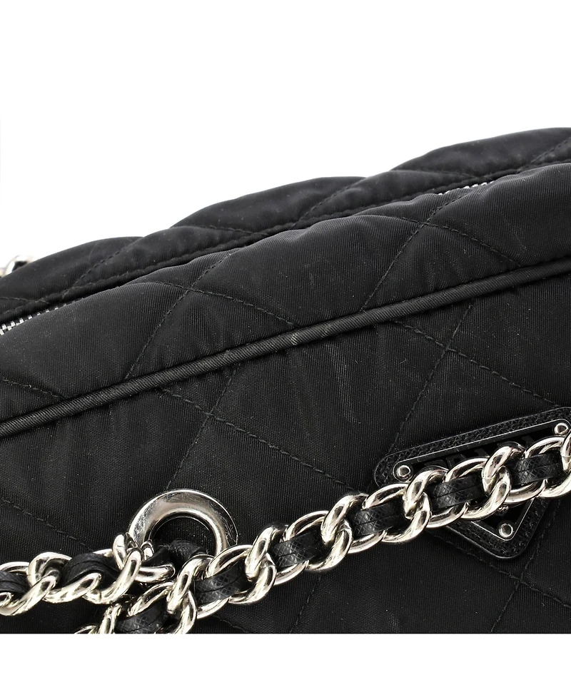 Pre-Owned Prada Medium Chain Shoulder Bag Quilted Tessuto