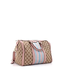 Pre-Owned Gucci Medium Vintage Web Boston Bag Gg Canvas