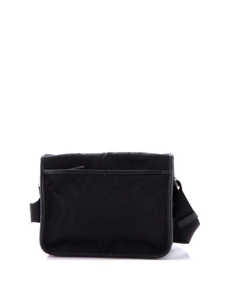 Pre-Owned Prada Medium Double Buckle Flap Messenger Bag Re-Nylon with Saffiano