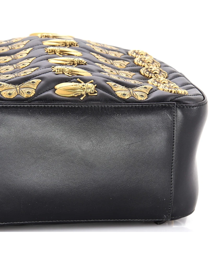 Pre-Owned Gucci Small Gg Marmont Backpack Embellished Matelasse Leather