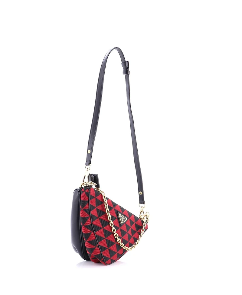 Pre-Owned Prada Mini Double Symbole Triangle Bag Leather and Jacquard