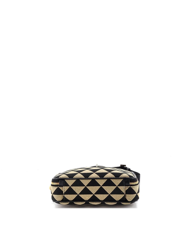 Pre-Owned Prada Symbole Zip Around Shoulder Bag Jacquard