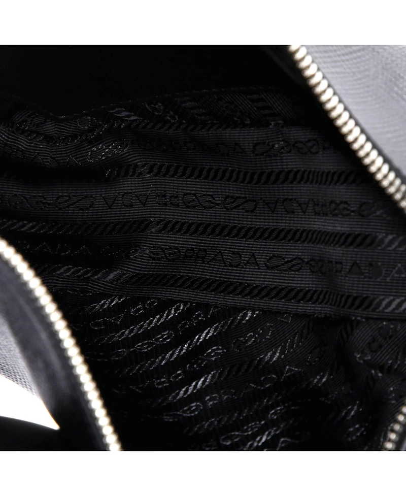 Pre-Owned Prada Double Triangle Logo Zip Shoulder Bag Saffiano Leather and Leather