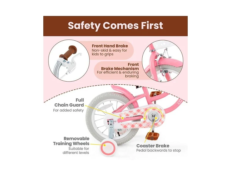 Hongge Kids Bike with Training Wheels and Basket for Boys & Girls