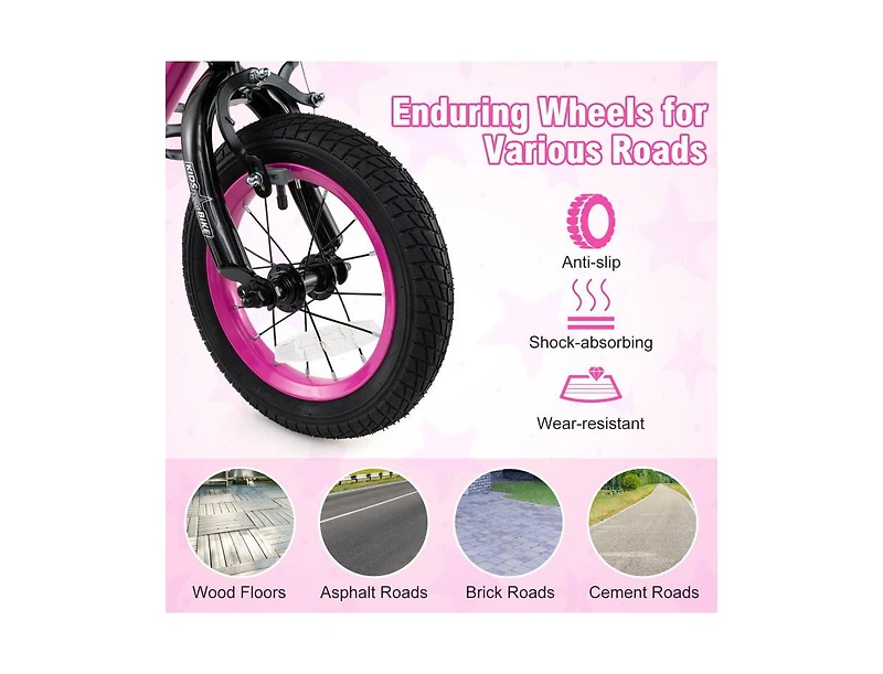 Hongge Kids Bike Adjustable Bicycle with Front Basket