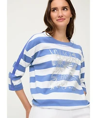 Olsen Women's Stripe and Placement Print Jersey Top