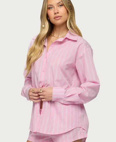 Edikted Women's Carmella Striped Oversized Shirt